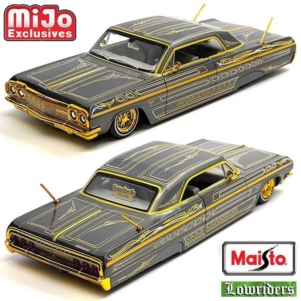 Maisto/マイスト Mijo 限定 Lowriders 1/24 ミニカー ローライダー インパラ 1964 Chevy Impala SS  Lowrider (グレー)